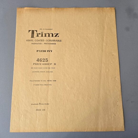 Vintage Wallpaper Sample Sheet 70s Patio Ivy MCM Cottagecore Crafting Ephemera - Picture 4 of 6